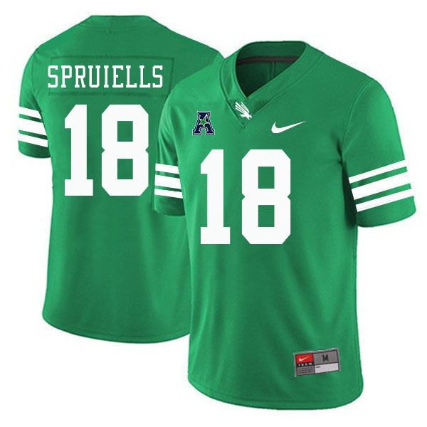 #18 David Spruiells North Texas Mean Green College Football Jerseys Stitched-Green